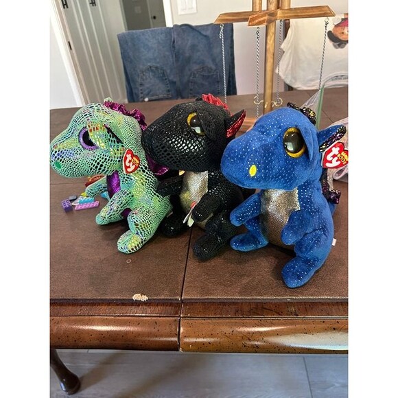 Ty Beanie Boos dragon lot of 3 - Grindal, Cinder, Saffire the Dragons NWT - Picture 2 of 5